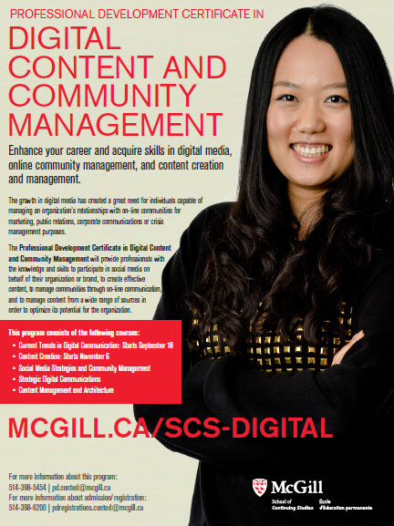 McGill Digital content and community mgmt flyer